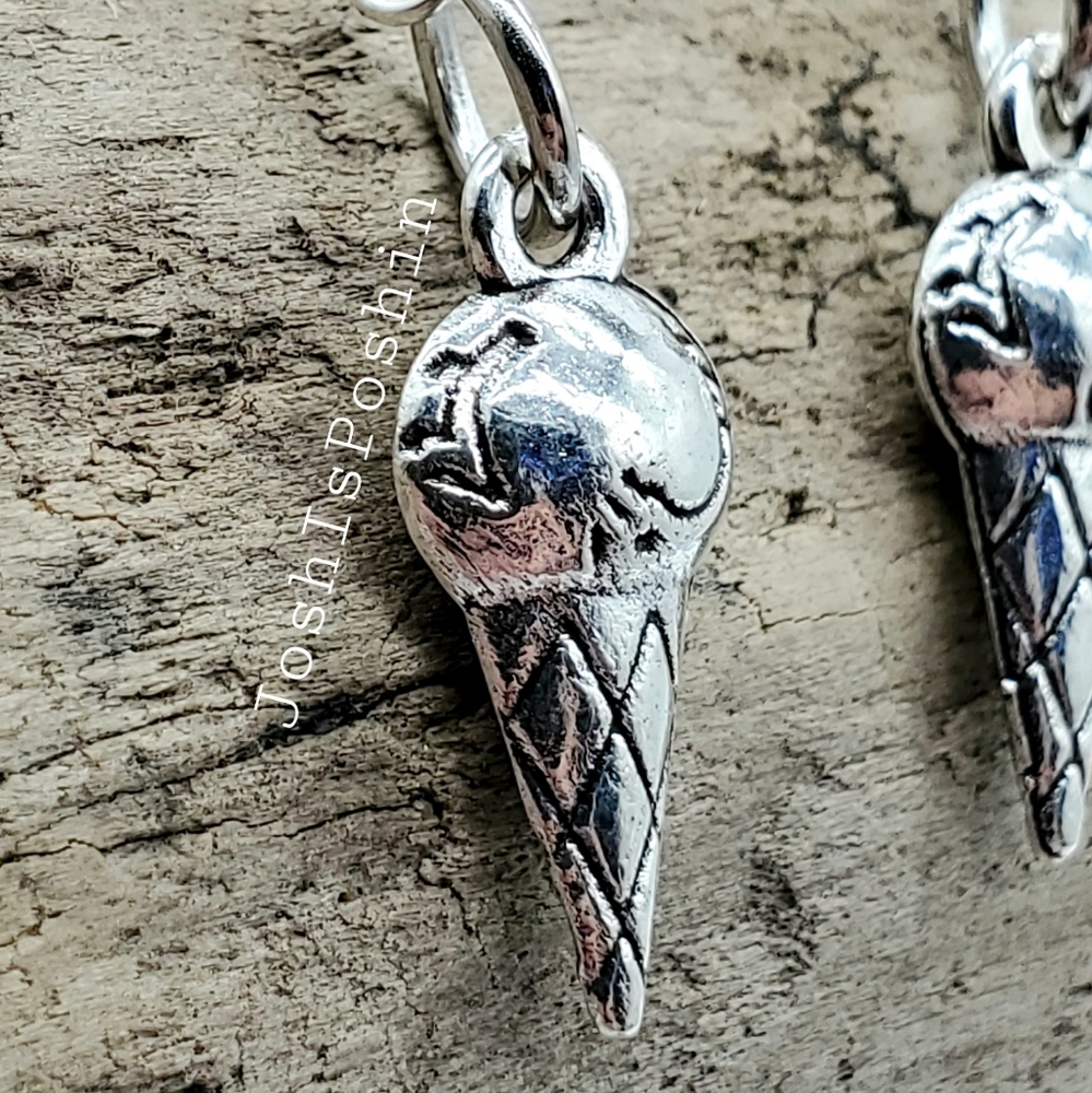 Silver 925 handmade ice cream cone earrings - Picture 4 of 7